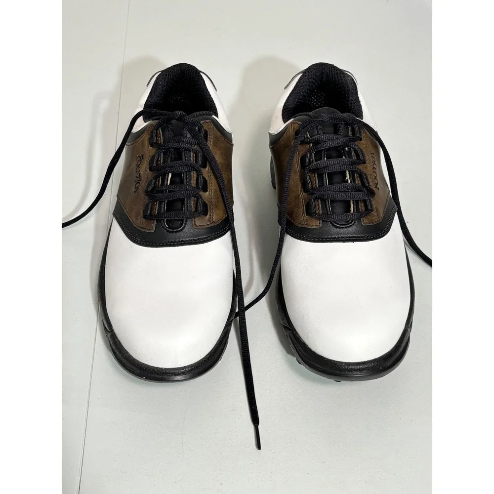Foot Joy -  Mens 10M Golf Shoes White Brown Black Spiked 45516 Classic